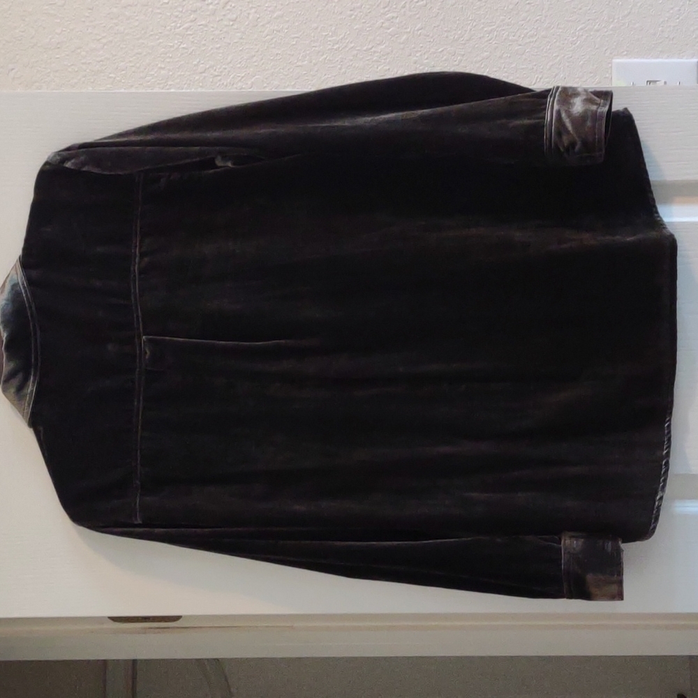 Splendid Velvet Button Down Shirt Brown Long Sleeve Pocket Top RT0340Z Large - Picture 6 of 8